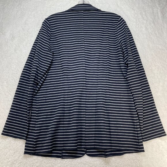J. JILL Blazer Women's Sz S Cotton Stretch Jacket Navy Blue Gray Stripe Pockets - Picture 2 of 7